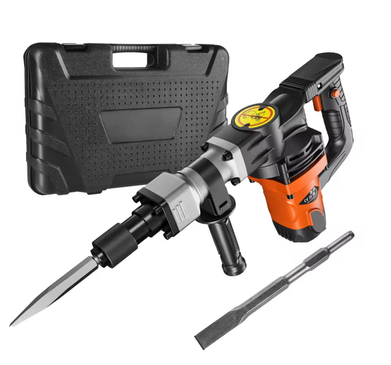 1400W lammutusvasar, elektriline jackhammer, vastupidav, 2900 lööki minutis, betoonivasar, 2 tk peitlit, terad, lõhkumine 