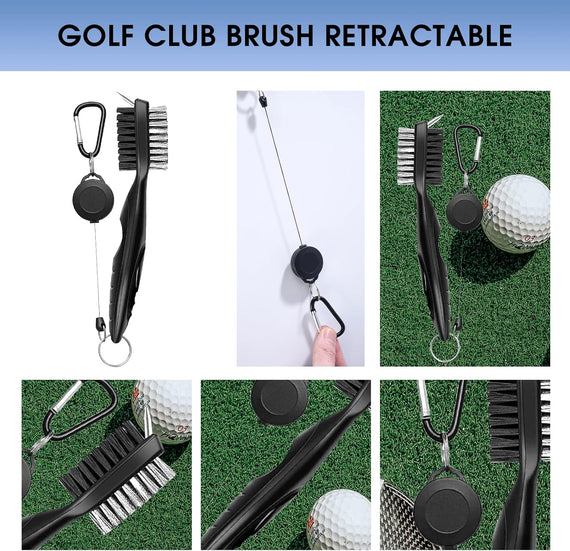 Golf Essentials Kit,Comes with a Golf Towel, Golf Club Cleaner,Golf Club Brush,Golf Club Groove Sharpener,Golf Ball Marker,Mini Golf Score Shot Stroke Counter