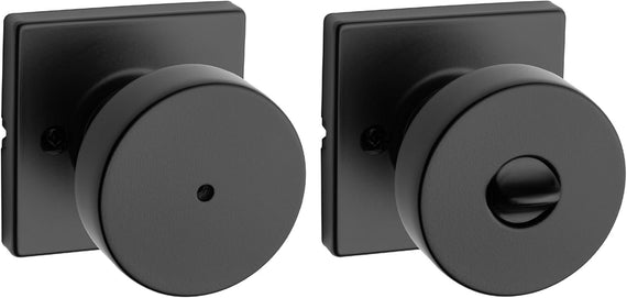 Pismo Interior Privacy Door Knob with Lock, Door Handle for Bathroom and Bedroom, Matte Black Keyless Turn Lock Doorknob, with Microban Protection