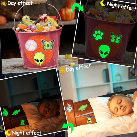 Glow in the Dark Wall Stickers for Kids Glowing Party Supplies Waterproof Vinyl Stickers for Water Bottle Laptop 20Pcs