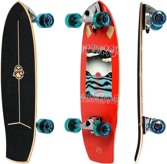 Cruiser - 29"X10" 7-Ply North American Maple Deck, Carving Truck, Fully Assembled, Supports up to 275 Lbs for Surf-Like Carving