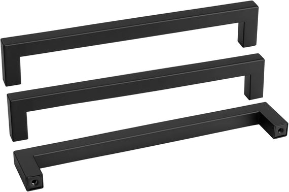 10 Pack Black Square Bar Cabinet Pull Drawer Handle Stainless Steel Modern Hardware for Kitchen and Bathroom Cabinets Cupboard,Center to Center 10In(256Mm) Black Drawer Pulls