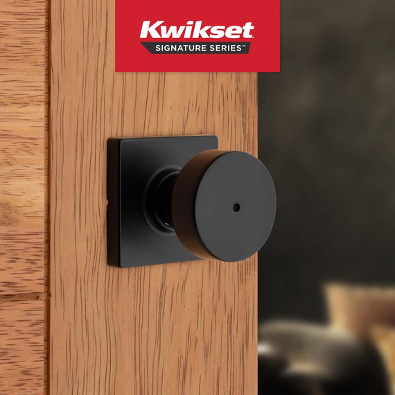 Pismo Interior Privacy Door Knob with Lock, Door Handle for Bathroom and Bedroom, Matte Black Keyless Turn Lock Doorknob, with Microban Protection
