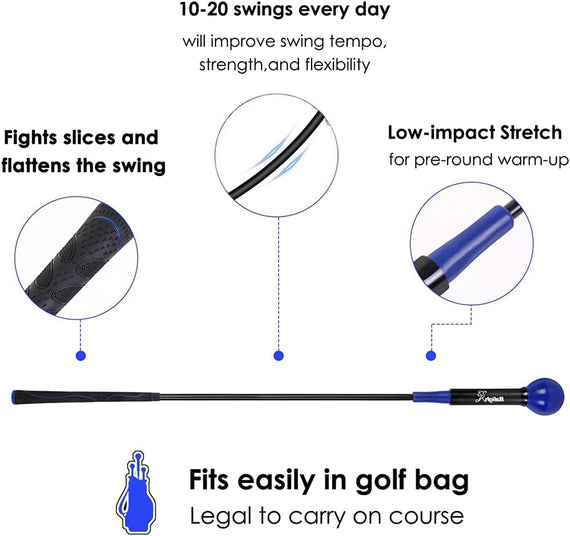 Golf Swing Trainer Aid 48"/40" Warm-Up Stick for Strength Flexibility Tempo Training Golf Practice Aid with Weighted Head Swing Corrector for Men Women