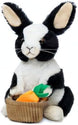 Bunny Stuffed Animal, 12" Stuffed Bunny with Floppy Ears & Holding Basket, Machine Washable& Softness, Stuffed Bunny for Girls Boys Kids Babies Great Gifts Decorations(Black)