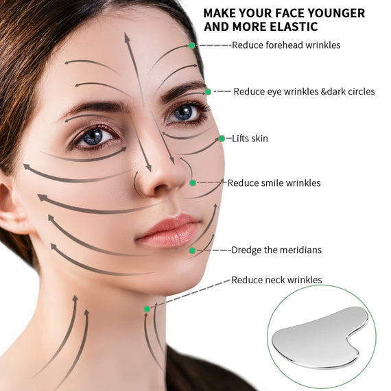 Gua Sha Facial Tools, Stainless Steel Guasha Tool for Face, Gua Sha Massage Tool for SPA Acupuncture Therapy Trigger Point, Lymphatic Drainage Tool