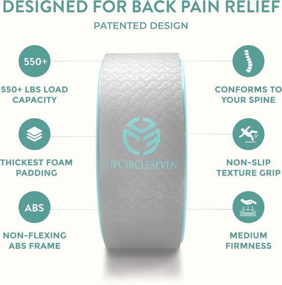 Back Roller & Yoga Wheel - Relieve Lower & Upper Back Pain & Stiffness - Therapeutically Stretch, Mobilize & Decompress Your Spine - Increase Mobility, Flexibility & Alignment