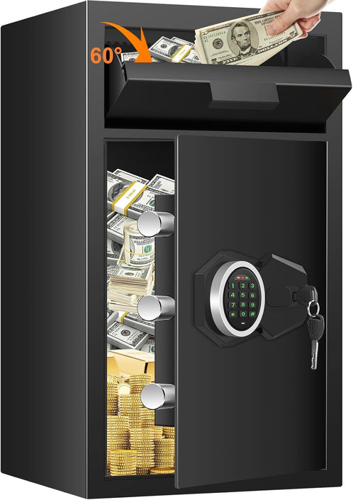 2.8 Cubic Drop Slot Safes for Money Jewelry, Drop Safe for Business with Combination Lock and Key