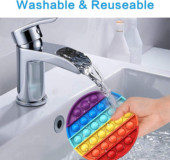 Push Pop Bubble Fidget Sensory Toy Silicone Stress Reliever Push Fidget Pop Toy Squeeze Sensory Toy for Kids with ADD, ADHD or Autism