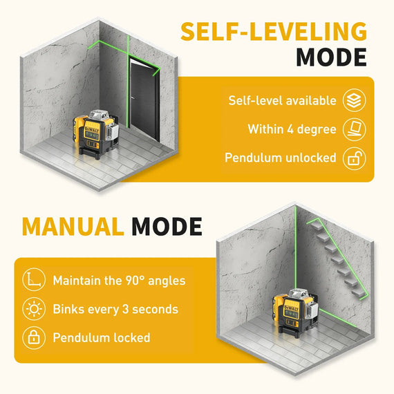 DEWALT DW089LG 12 joont 3 külge * 360 kraadi vertikaalne 12 V liitiumakuga laserlood horisontaalne roheline mõõtur õues kasutamiseks 