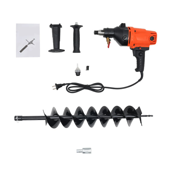 Elektriline postiaugu puurmasin 120 mm spiraalpuurpuuriga, ühe-/kaheteraline maanduspuur 220 V 1,9 kW