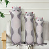 Cute Cat Plush Long Body Pillow – Soft Cartoon Stuffed Animal Doll, Kawaii Cat Plushie Valentines Day Gifts for Kids, Girls & Girlfriend (Gray, 19.7 Inch)