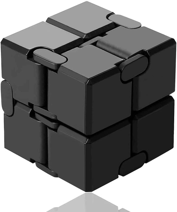 Infinity Cube Fidget Toy, Hand Killing Time Transform Cubes Magic Cubes for Kids and Adult(Black-Silicone)