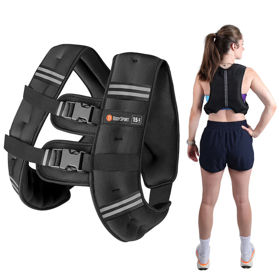 Weighted Vest, 15 Lb. - Adjustable Fitness Vest for Strength Training, Running, Walking, and Endurance Workouts