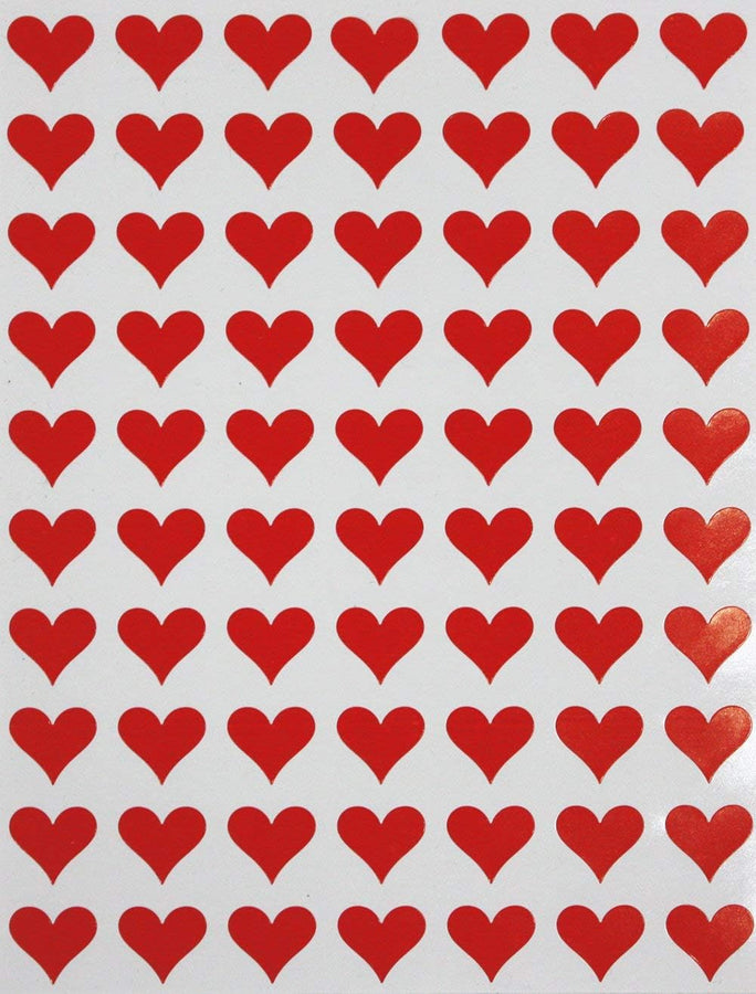 Small Heart Stickers - Scrapbooking Stickers, Packaging Stickers, Arts & Crafts Decorative Sticker Labels for Scrapbooks & More - 0.5 Inch, 350-Pack (Red)