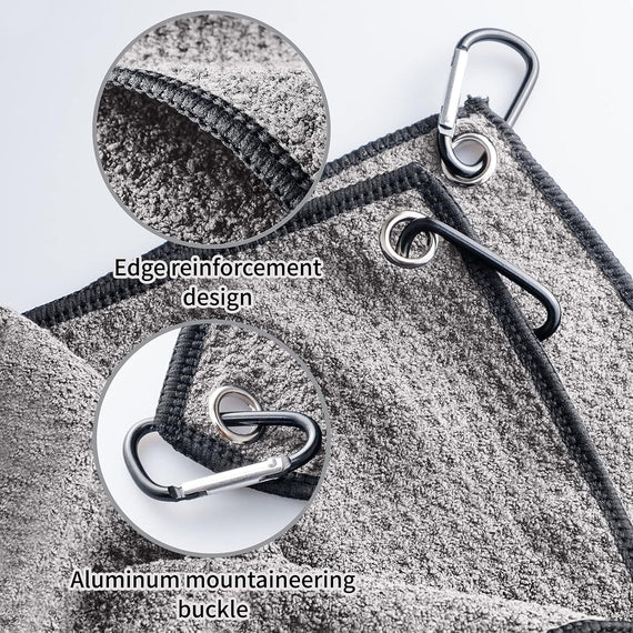 Golf Towel with Clip and Accessories Set - Cleaning Brush, Club Cleaner - Gift for Men, Women