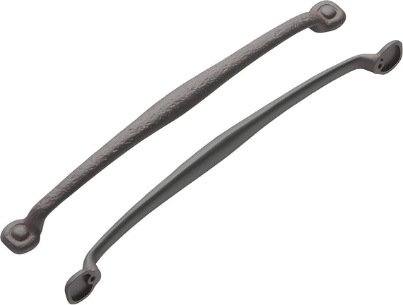 Solid Core Kitchen Cabinet Pulls, Luxury Cabinet Handles, Hardware for Doors & Dresser Drawers, 18 Inch Hole Center, Rustic Iron, Refined Rustic Collection