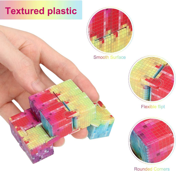 Infinity Cube Fidget Toy, Hand Killing Time Transform Cubes Magic Cubes for Kids (Color Mosaic)
