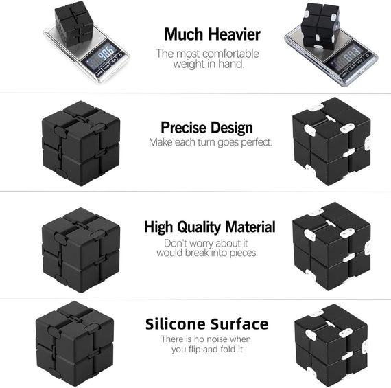 Infinity Cube Fidget Toy, Hand Killing Time Transform Cubes Magic Cubes for Kids and Adult(Black-Silicone)