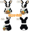 Bunny Stuffed Animal, 12" Stuffed Bunny with Floppy Ears & Holding Basket, Machine Washable& Softness, Stuffed Bunny for Girls Boys Kids Babies Great Gifts Decorations(Black)