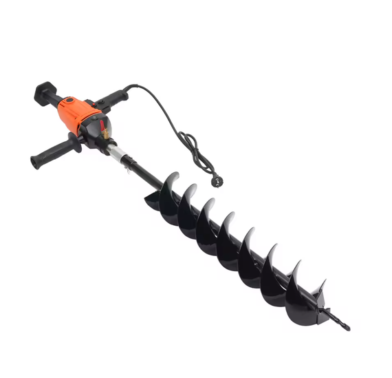 Elektriline postiaugu puurmasin 120 mm spiraalpuurpuuriga, ühe-/kaheteraline maanduspuur 220 V 1,9 kW